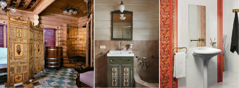 Примеры интерьера санузла ванны в русском стиле