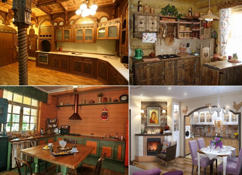 Примеры интерьера кухни и столовой в русском стиле