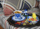 On Zhostovo tray coffee in bed